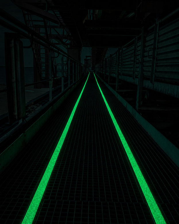 Anti-slip strip DS-610 – Fluorescent fiberglass strip with non-slip surface – 50mm