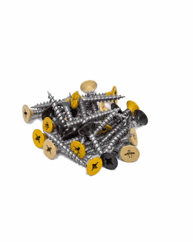 Stainless steel screw with colored head - 4 x 25 mm - grey, yellow, beige - 100 pcs
